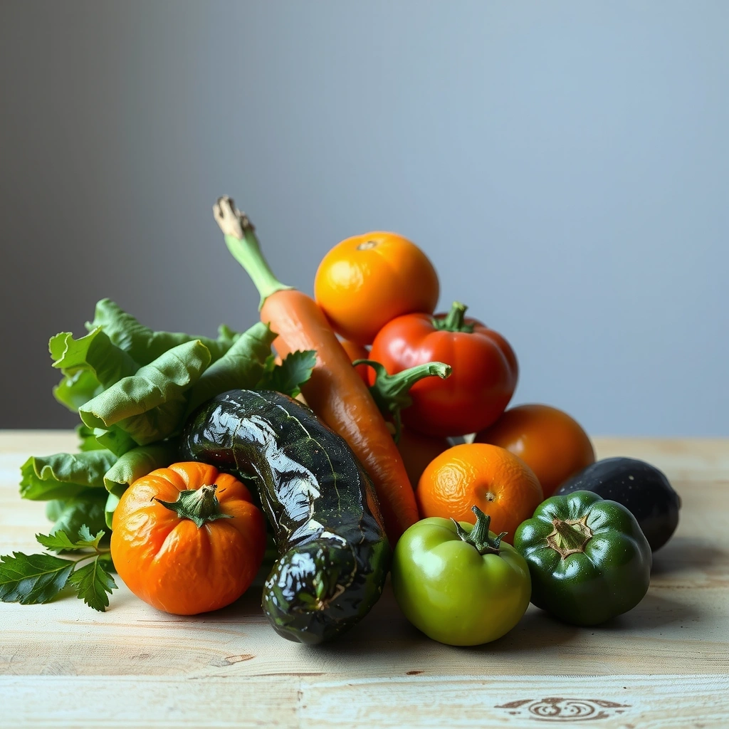 Frische, regionale Zutaten auf einem Holztisch